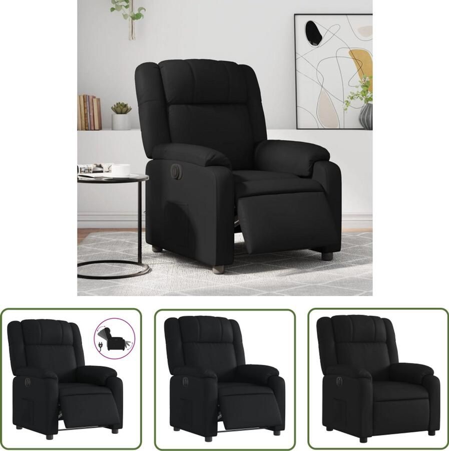 VidaXL Fauteuil elektrisch verstelbaar kunstleer zwart Elektrische Fauteuil Loungestoel Fauteuils Relaxfauteuil Lederlook