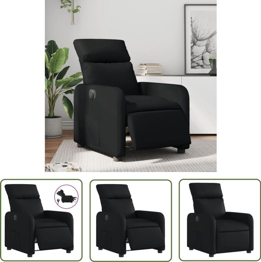 The Living Store Fauteuil elektrisch verstelbaar kunstleer zwart Elektrische Fauteuil Loungestoel Relaxfauteuil Lederlook Kunstleder