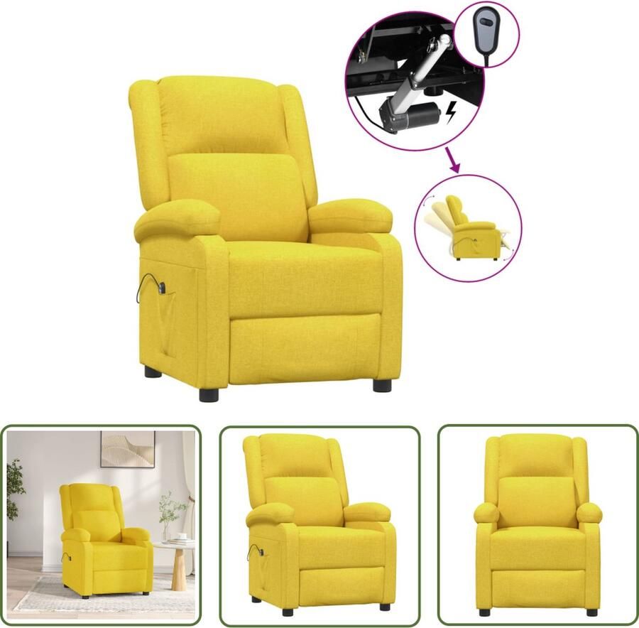 The Living Store Elektrisch Verstelbare Fauteuil Geel 70x90.5x98.5 cm Verstelbare Rugleuning en Voetensteun Schuimvulling Elektrische Fauteuil Loungestoel Verstelbare Fauteuil Fauteuiltje Ergonomische Stoel - Foto 2