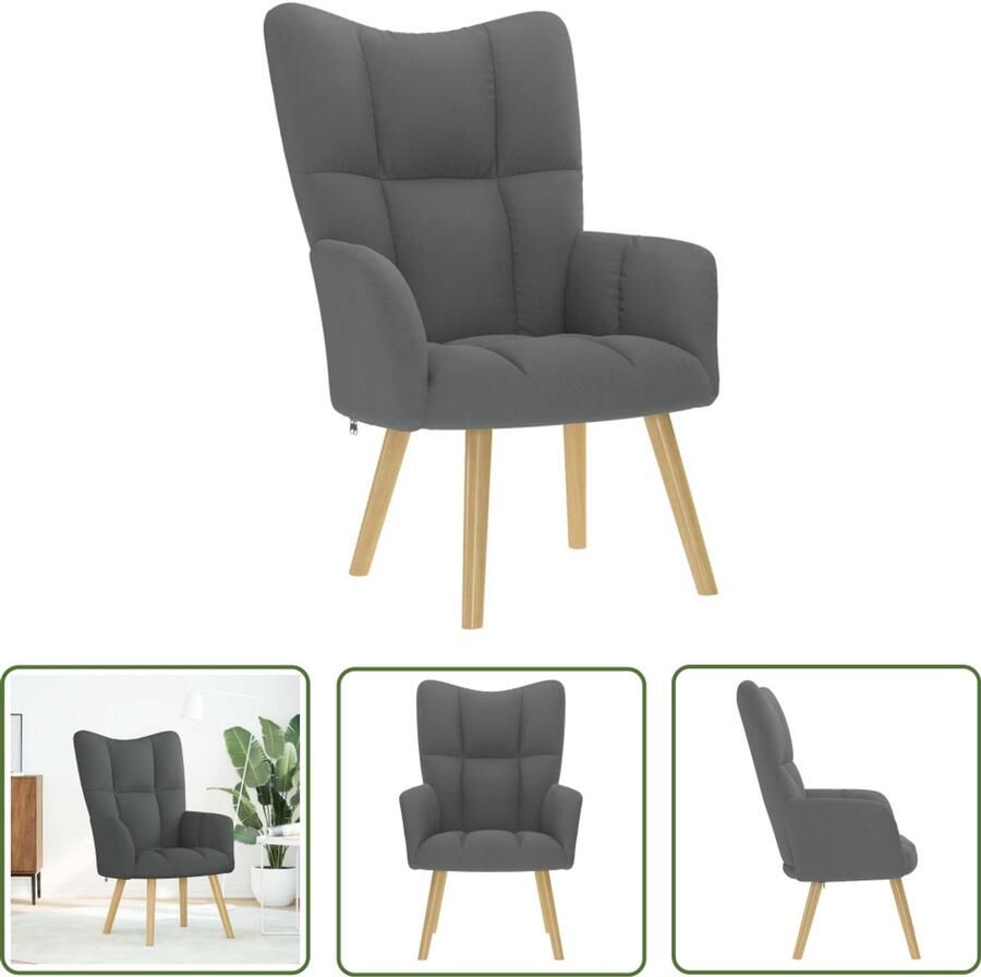 VidaXL Loungestoel Relaxfauteuil Relaxstoel stof donkergrijs Fauteuils Lederen Stoel Velours Stoel
