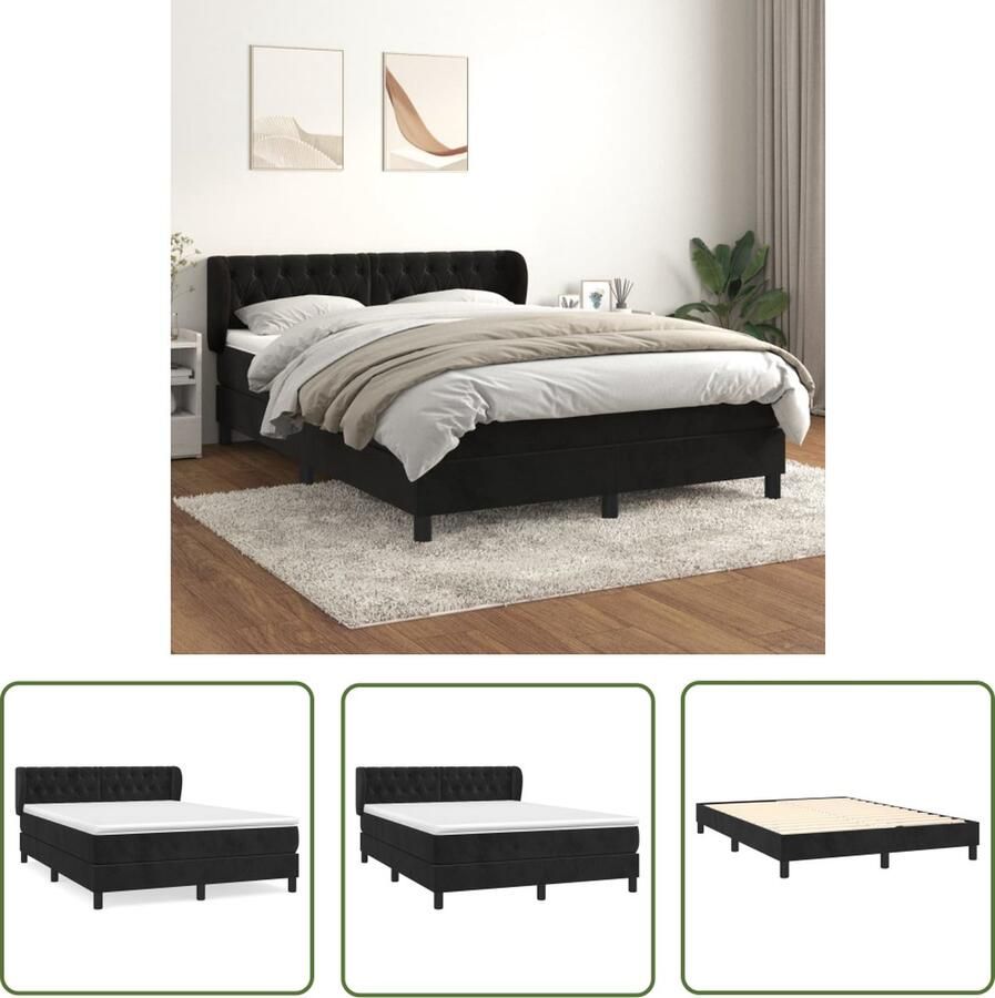 The Living Store boxspringbed Luxe Bed 193 x 147 x 78 88 cm Zacht fluweel Boxspringbed Luxe Bed Velvet Bed Slaapcomfort Boxspring Frame