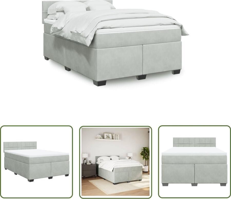 The Living Store Luxe Boxspringbed Pocketvering Zacht Fluweel 140 x 190 cm Boxspringbed Luxe Boxspring Velvet Boxspring Tweepersoons Bed Groot Boxspring
