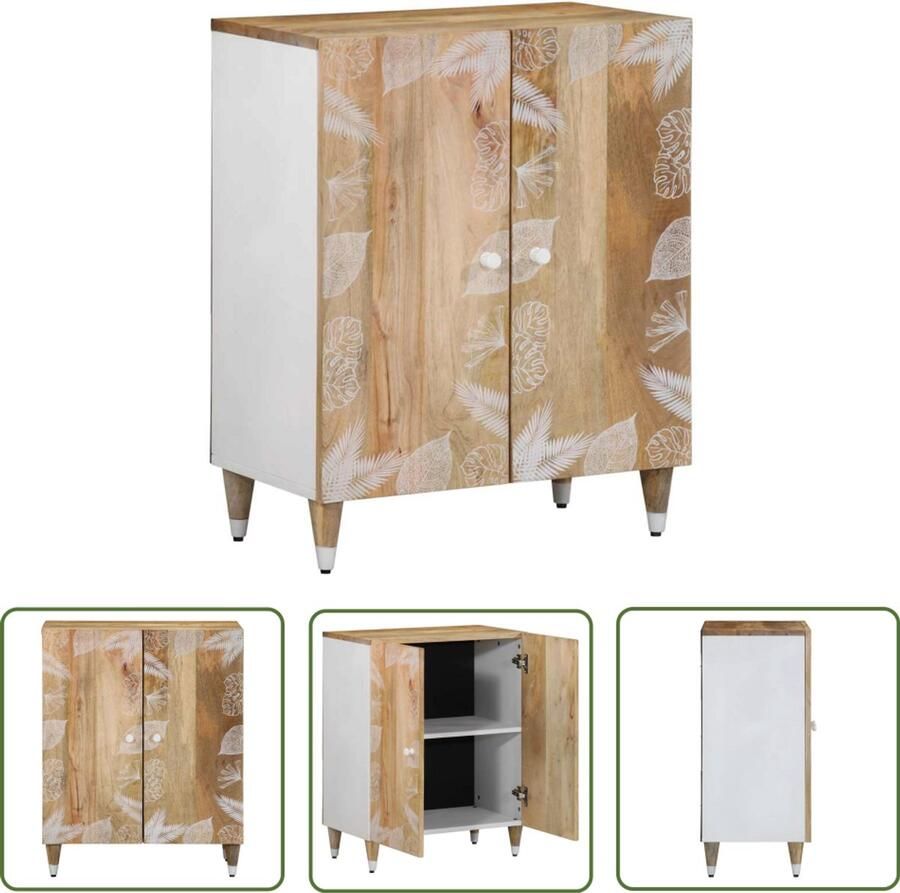 The Living Store Dressoir 60x33 5x75 cm massief mangohout Dressoir Mango Hout Vintage Stijl Opbergruimte Salontafel