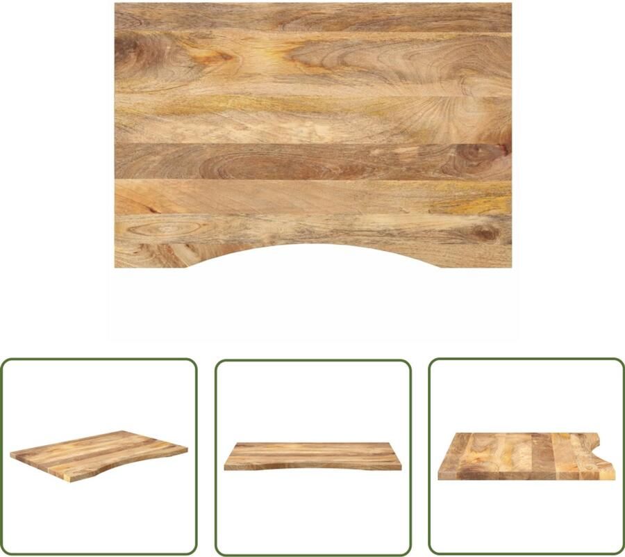 The Living Store Bureaublad met ronding 80x60x2 5 cm massief ruw mangohout Houten Bureau Blad Mango Hout Landelijk Design Bureau Accessoires Thuiskantoor