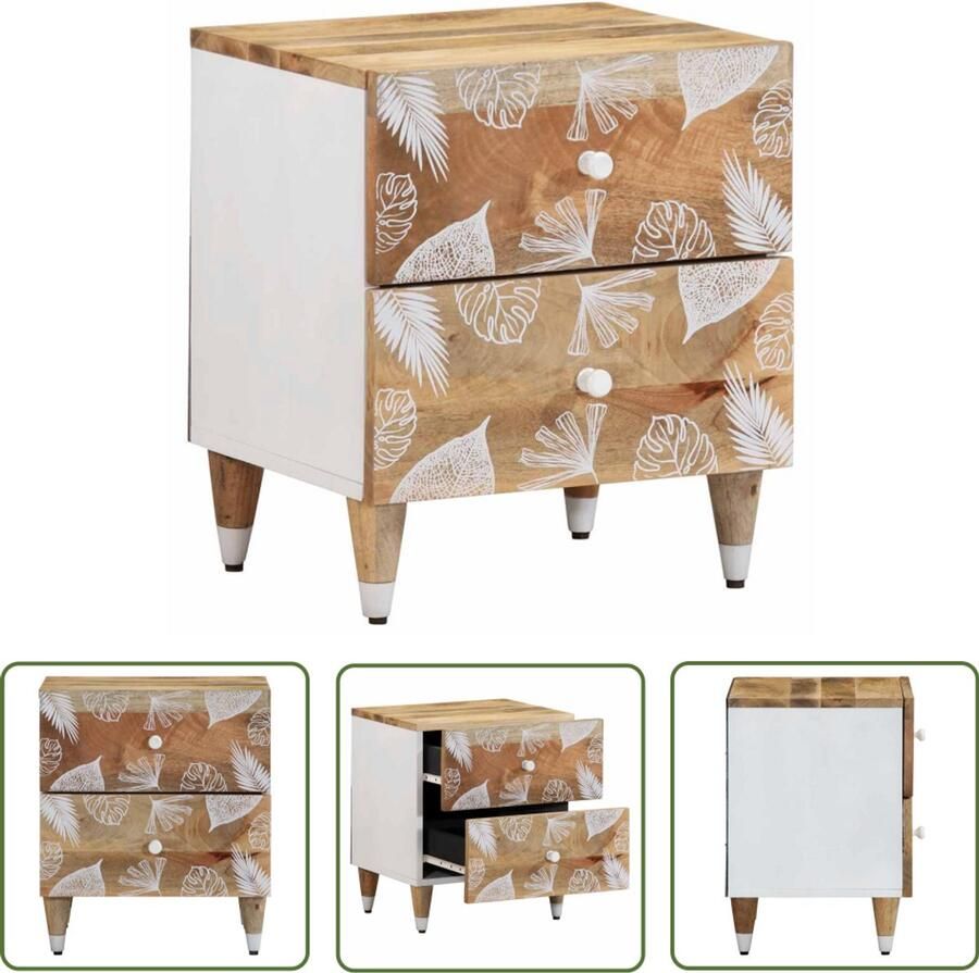 The Living Store Nachtkastje 40x33 5x46 cm massief mangohout Nachtkast Mango Hout Vintage Nachttafel Slaapkamer Decoratie Opbergoplossing