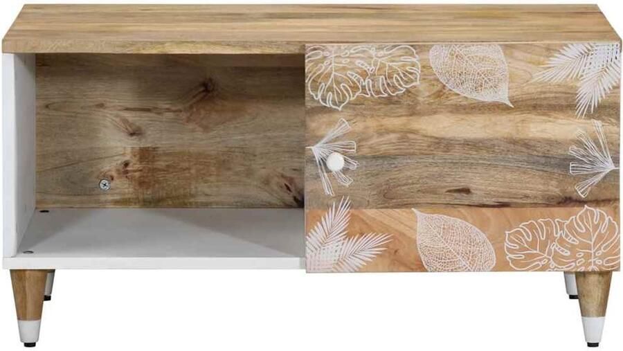The Living Store Salontafel 80x50x40 cm massief mangohout Salontafel Bijzettafel Mango Wood Houten Meubels Vintage Design - Foto 2