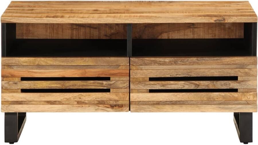 VidaXL Salontafel 80x55x40 cm massief ruw mangohout Salontafel Mango Hout Houten Salontafel Tv Tafeltje Koffietafel
