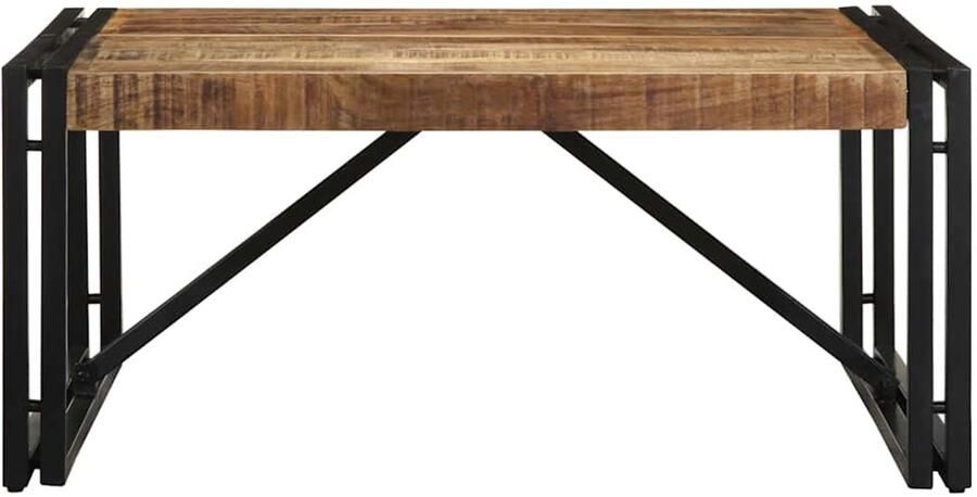 The Living Store Salontafel 80x80x35 cm massief ruw mangohout Salontafel Houten Salontafel Mangoholzen Tafels Industriële Meubelen Koffietafel