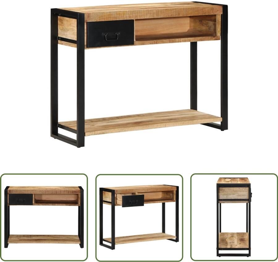 VidaXL Wandtafel 100x35x75 cm massief ruw mangohout Wandtafel Mango Hout Houten Wandtafel Opbergkast Tv Stand