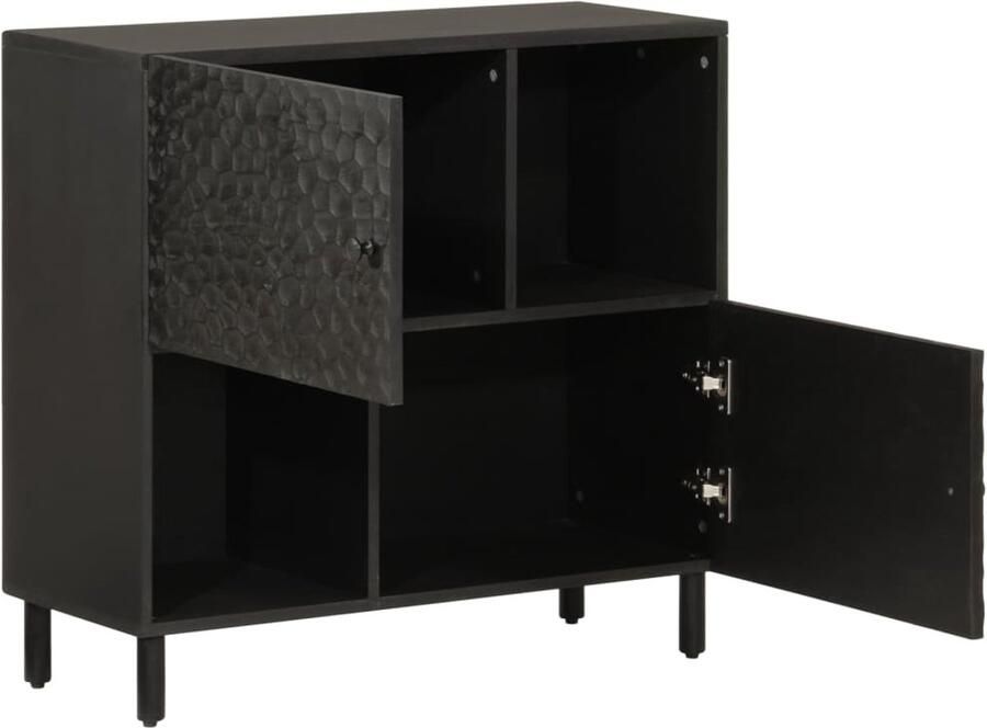 VidaXL Bijzetkast 80x33x75 cm massief mangohout zwart Bijzetkast Mango Wood Houten Kast Zwarte Kast Vintage Kast