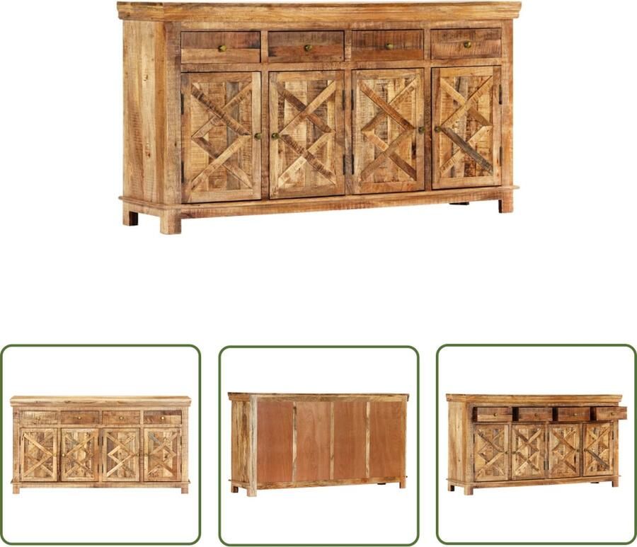 VidaXL Dressoir met 4 lades 160x40x85 cm massief mangohout Dressoir Mango Wood Vintage Style Landelijk Interieur Opbergmeubel