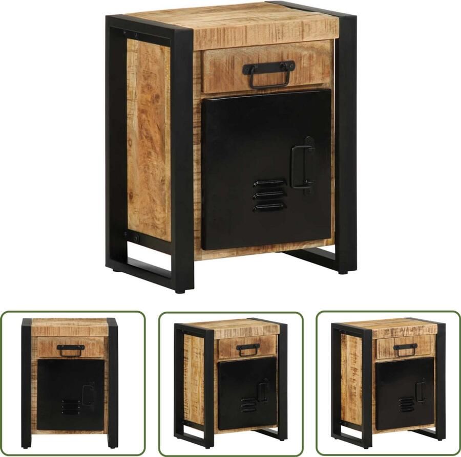 VidaXL Nachtkastje 40x30x50 cm massief ruw mangohout Nachtkastje Mango Wood Houten Kast Kamerdecoratie Slaapkamervloer