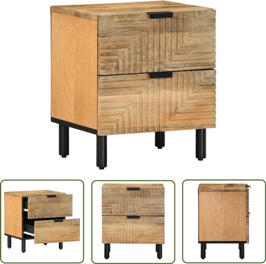 The Living Store Nachtkastje 40x33x46 cm massief mangohout bruin Nachtkastje Mango Wood Kastje Salontafel Slaapkamerdecoratie