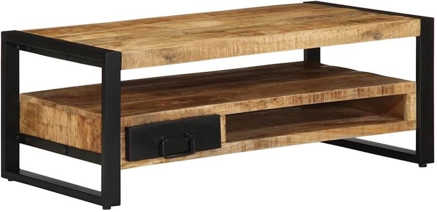 VidaXL Salontafel 90x50x36 cm massief ruw mangohout Salontafel Mango Wood Houten Salontafel Vintage Salontafel Industriële Salontafel