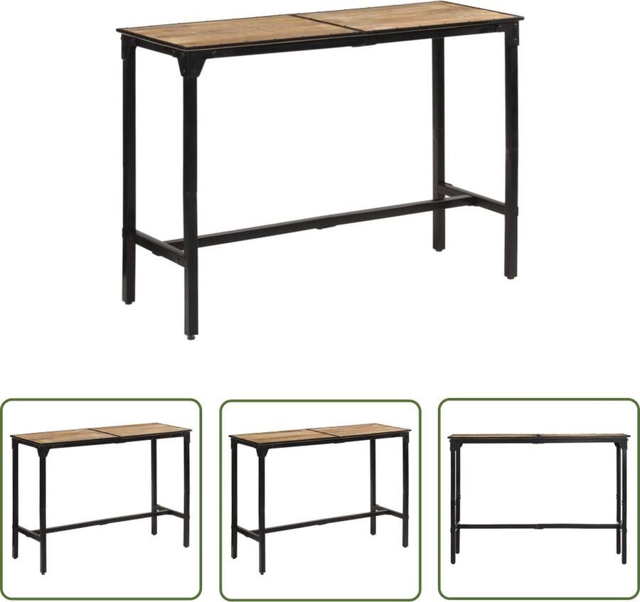 The Living Store Bartafel Mangohout Industrieel 150 x 55 x 107 cm Ruw hout met ijzeren frame Bartafel Mangohout Industriële Bartafel Buiten Bartafel Tuintafel - Foto 2