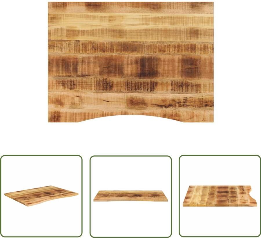 The Living Store Bureaublad met ronding 100x80x2 5 cm massief ruw mangohout Houten Bureau Blad Mangohout Bureau Accessoires Kantoor Benodigdheden Werkblad