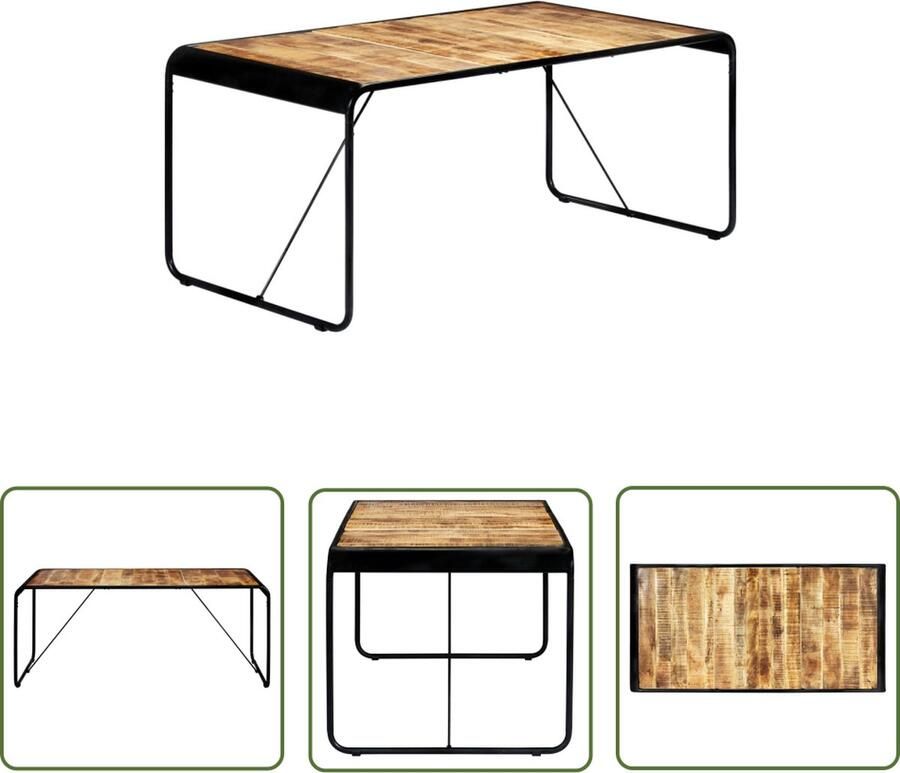The Living Store IndustriÃle Eettafel 180 x 90 x 76 cm Massief Ruw Mangohout Industriële Eettafel Mangohout Eettafel Bruine Eettafel Salontafel Eetkamerstoel - Foto 2