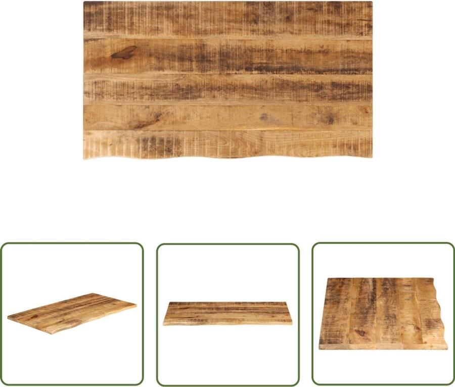 The Living Store Mangohouten Tafelblad 100 x 60 x 2.5 cm Rustieke Natuurlijke Rand Houten Tafelblad Mangohout Tafelblad Vervangen Vintage Tafel Landelijk Design