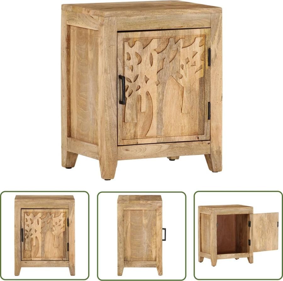 The Living Store Nachtkastje Houten Massief Mangohout 40 x 30 x 50 cm Nachtkastje Mangohout Bruine Meubels Kamermeubilair Slaapkamers - Foto 2