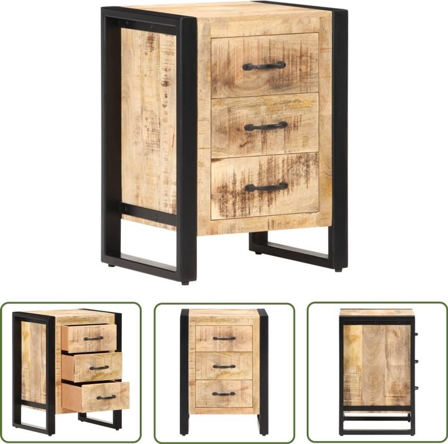 The Living Store Nachtkastje 40x35x55 cm massief mangohout Nachtkastje Mangohout Kamermeubel Slaapkamers Woonaccessoires
