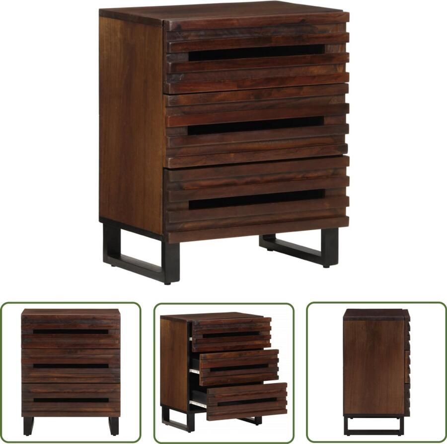 The Living Store Nachtkastje 50x34x62 cm massief mangohout bruin Nachtkastje Mangohout Bedroom Furniture Side Table Storage Cabinet