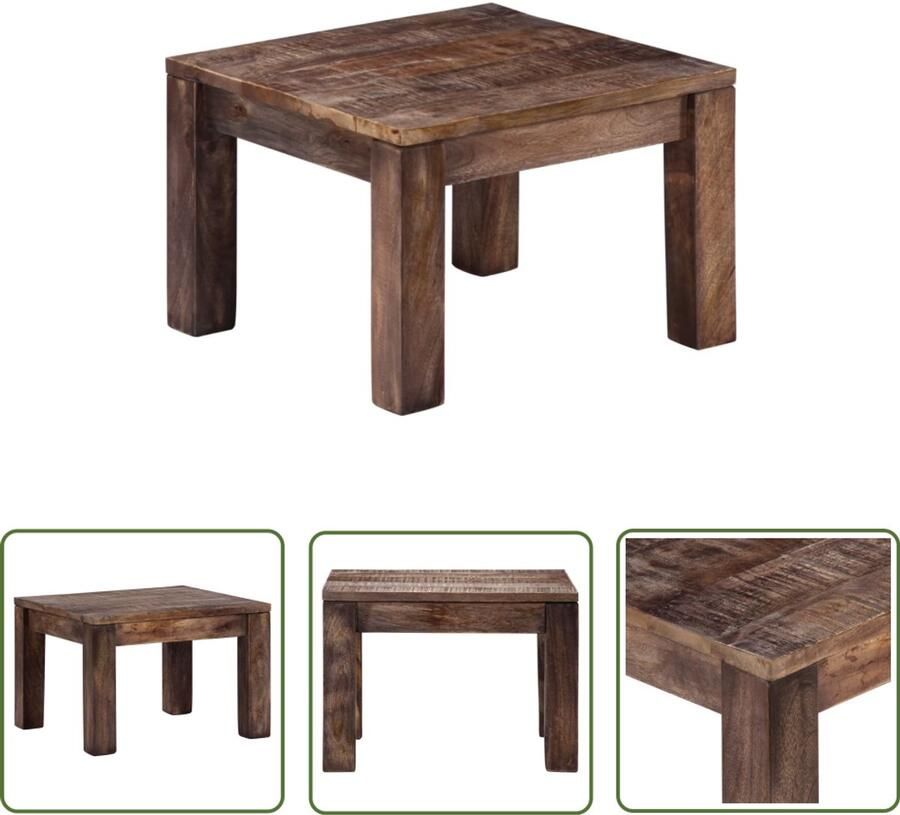 The Living Store Salontafel 50x50x35 cm massief mangohout Salontafel Mangohout Donkere Meubels Landelijke Stijl Koffietafel