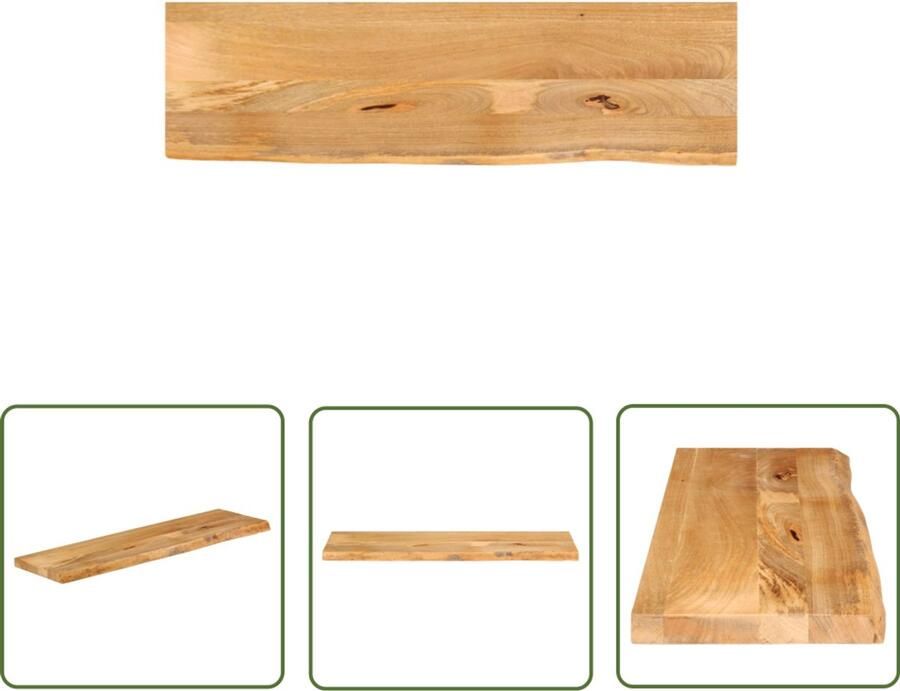 The Living Store Houten Tafelblad 110 x 40 x 2.5 cm Massief Mangohout met Natuurlijke Rand Houten Tafelblad Mangohout Tafelblad Vervangen Eetkamertafel Blad Design Tafelblad