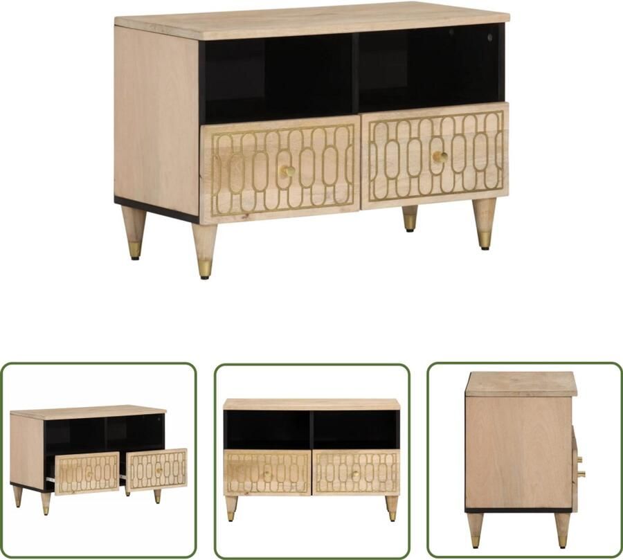 The Living Store Tv-meubel 70x33x46 cm massief mangohout Tv-meubel Mangohout Salontafel Kast Vintage