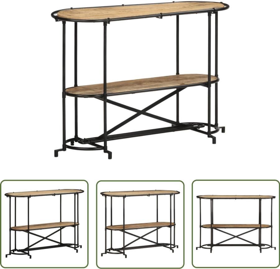 VidaXL Wandtafel 110x42x76 cm massief ruw mangohout Wandtafel Mangohouten Tafel Industrieel Design Salontafel Tv-stand