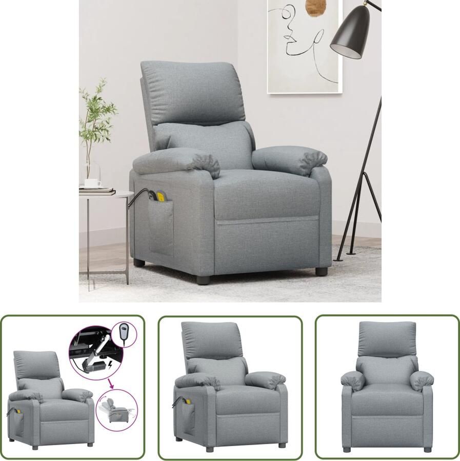 The Living Store Elektrische Massagefauteuil Lichtgrijs 71x92x96.5cm Verstelbaar Massagefunctie Elektrische Massagestoel Massagefauteuil Relaxfauteuil Ergonomische Stoel Comfortstoelen - Foto 3