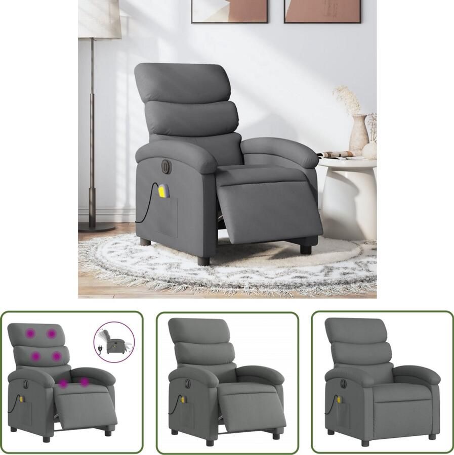 The Living Store Massagestoel elektrisch verstelbaar stof donkergrijs Elektrische Massage Fauteuil Massage Stoel Loungestoel Lederen Massage Stoel Ergonomische Stoel