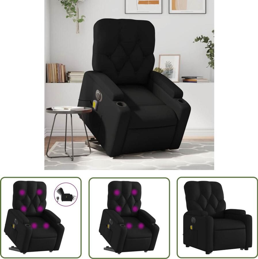 The Living Store Sta-op-massagestoel elektrisch kunstleer zwart Elektrische Massagestoel Sta Opstoel Massageruimtelijke Stoel Ergonomische Stoel Comfortstoeltje