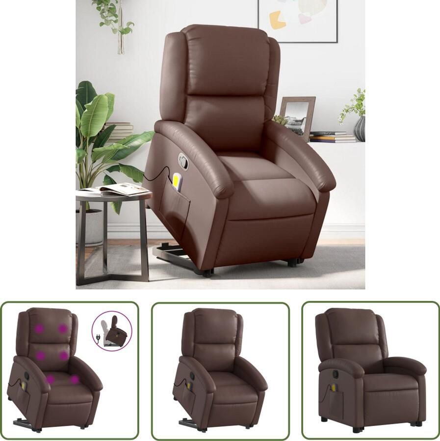 VidaXL Massageruimte Stapstoel Sta-op-massagestoel verstelbaar kunstleer bruin Ergonomisch Relaxfauteuil Lederlook