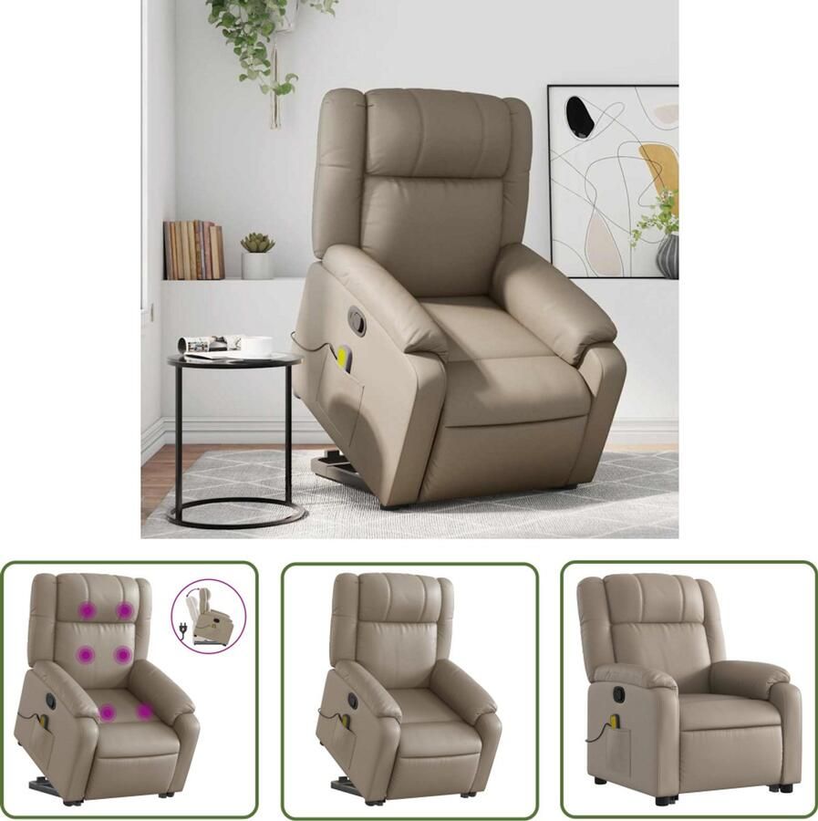 VidaXL Massageruimte Stapstoel Sta-op-massagestoel verstelbaar kunstleer cappuccinokleurig Ergonomisch Ontwerp Kapstok Loungestoel