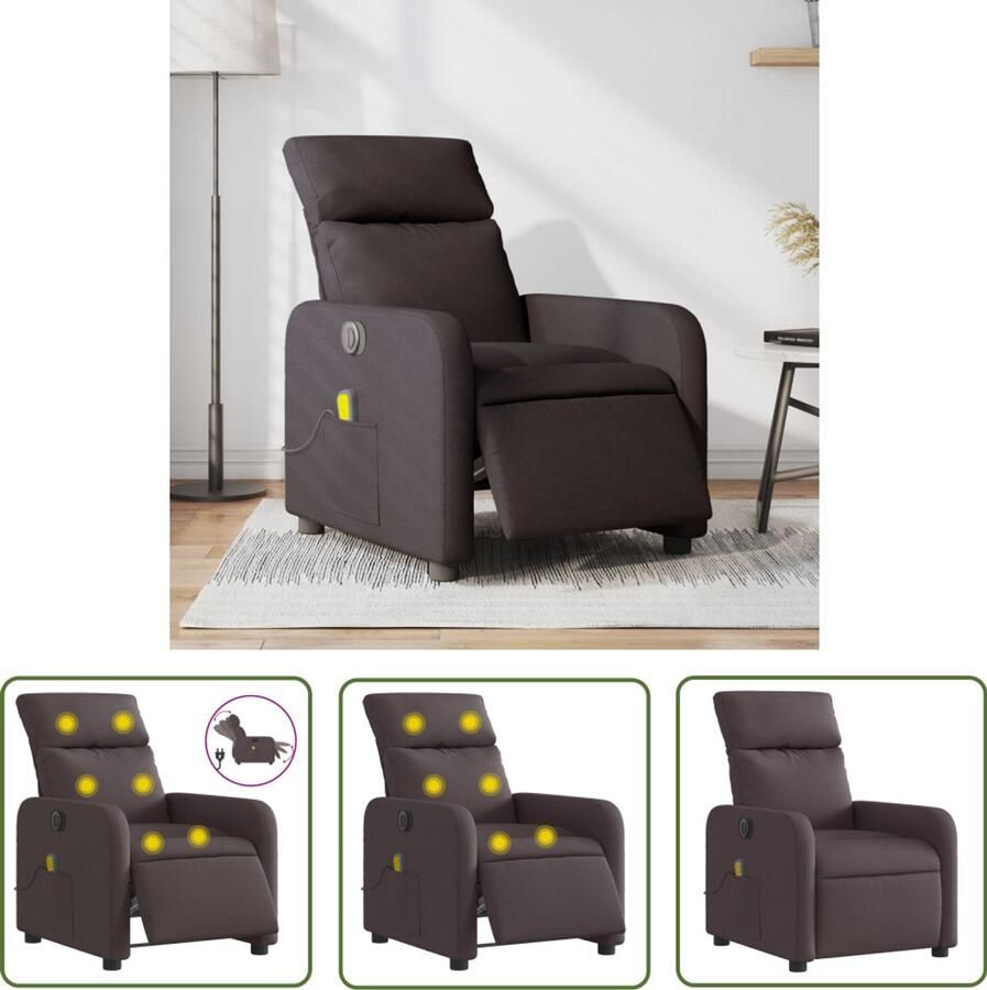 VidaXL Massagestoel Elektrische Massagestoel elektrisch verstelbaar stof donkerbruin Relaxstoel Loungestoel Bruine Massagestoel