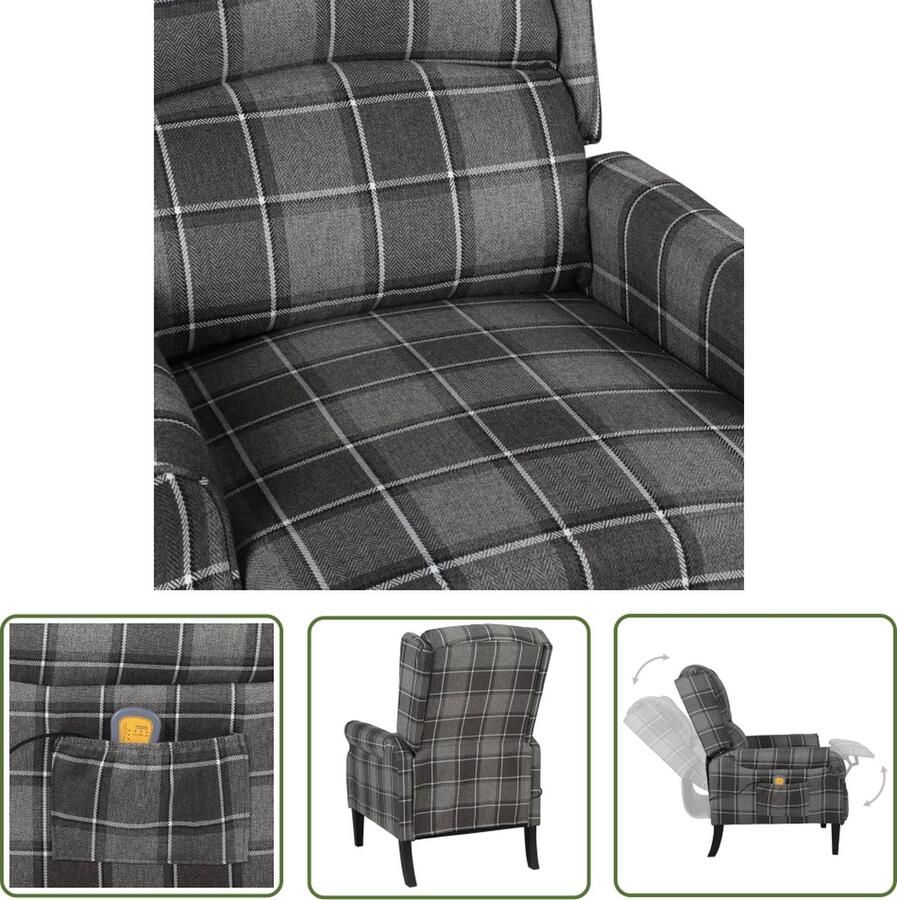 The Living Store Elektrische Massagestoel Grijs 71 x 90.5 x 101.5 cm 6-punts trillingsmassage Elektrische Massagestoel Relaxstoelen Ergonomische Stoel Verwarmde Stoel - Foto 2