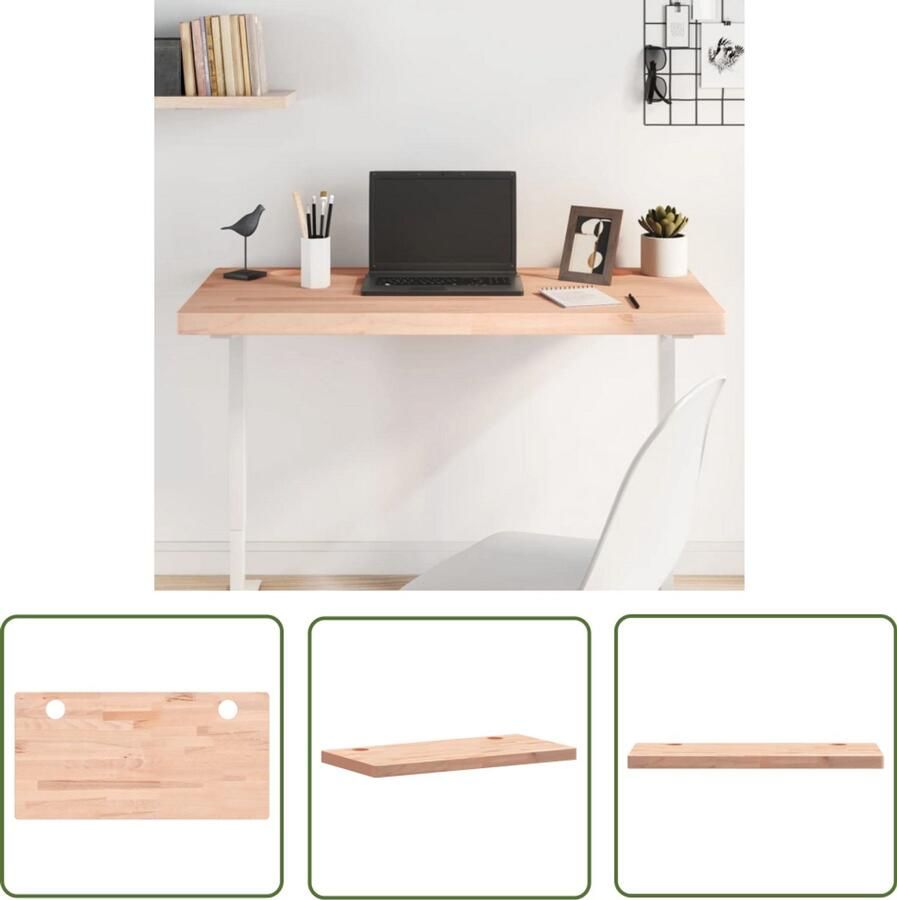 The Living Store Bureaublad 100x50x4 cm massief beukenhout Bureau Blad Massief Beukenhout Beukenhouten Bureau Kantoormeubilair Werkblad