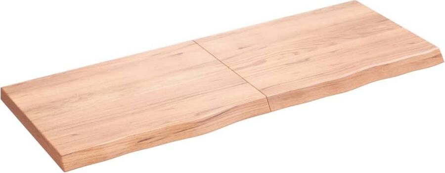 The Living Store Tafelblad 160x60x(2-6)cm behandeld massief eikenhout lichtbruin Eikenhouten Tafelblad Massief Eiken Tafelblad Vervangen Salontafel Eetkamertafel