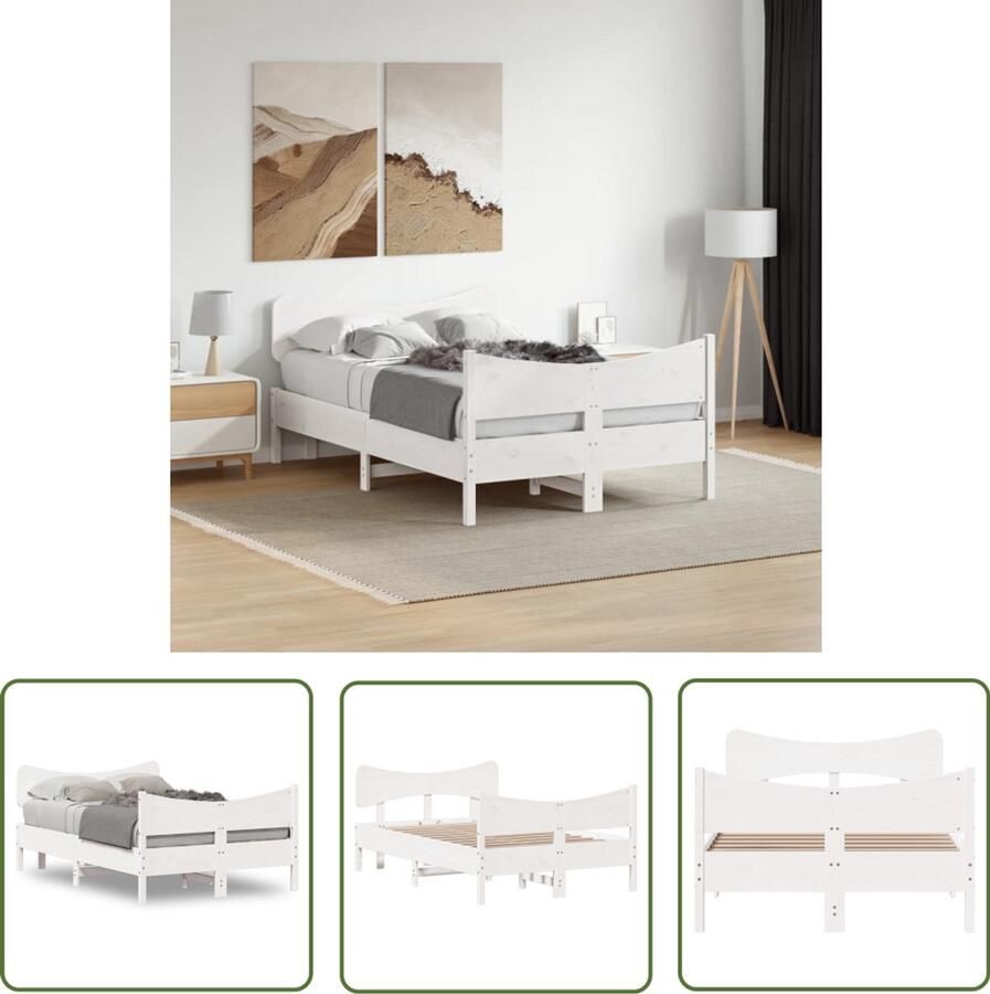 VidaXL Bedframe zonder matras massief grenenhout wit 120x190 cm Bedframe Massief Grenenhout Wit Bed Slaapkamerstijl Design Bed