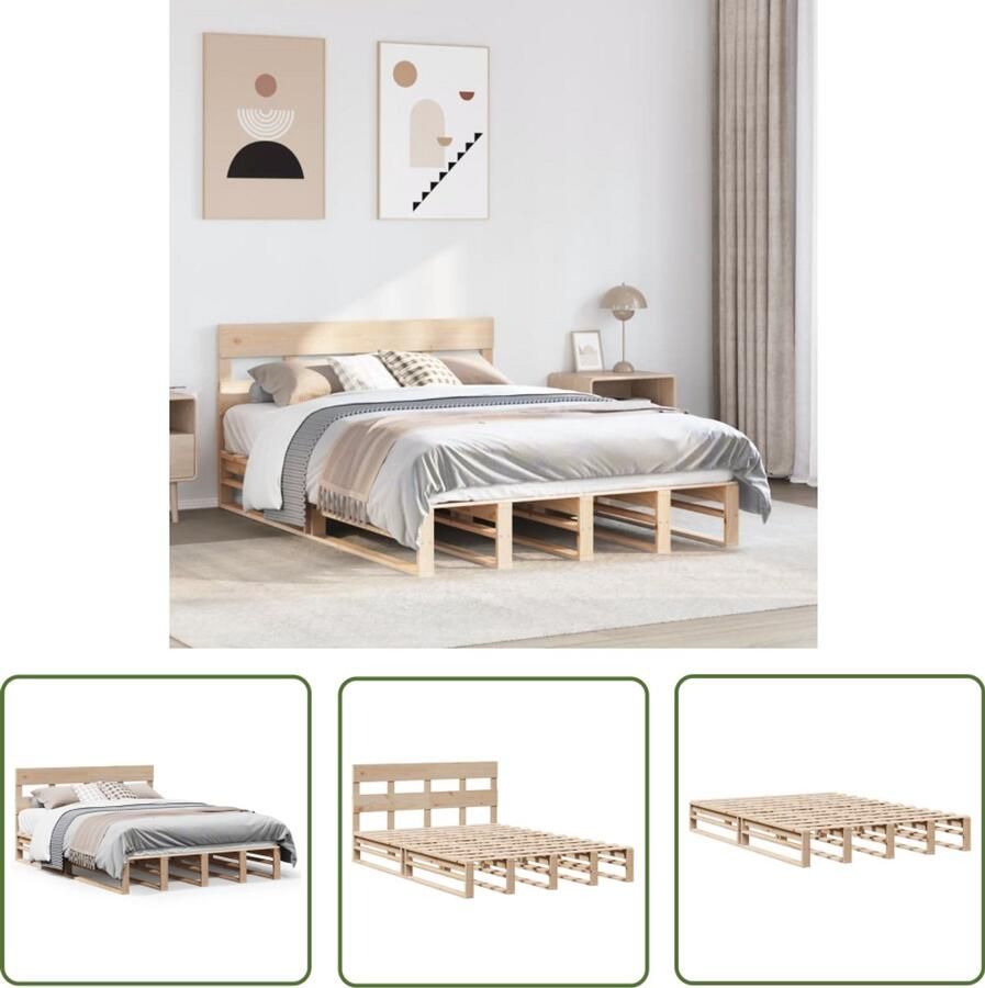 VidaXL Massief Hout Bed Frame Bedframe zonder matras massief grenenhout 135x190 cm Grenenhout Bed Bedbank Boxspring