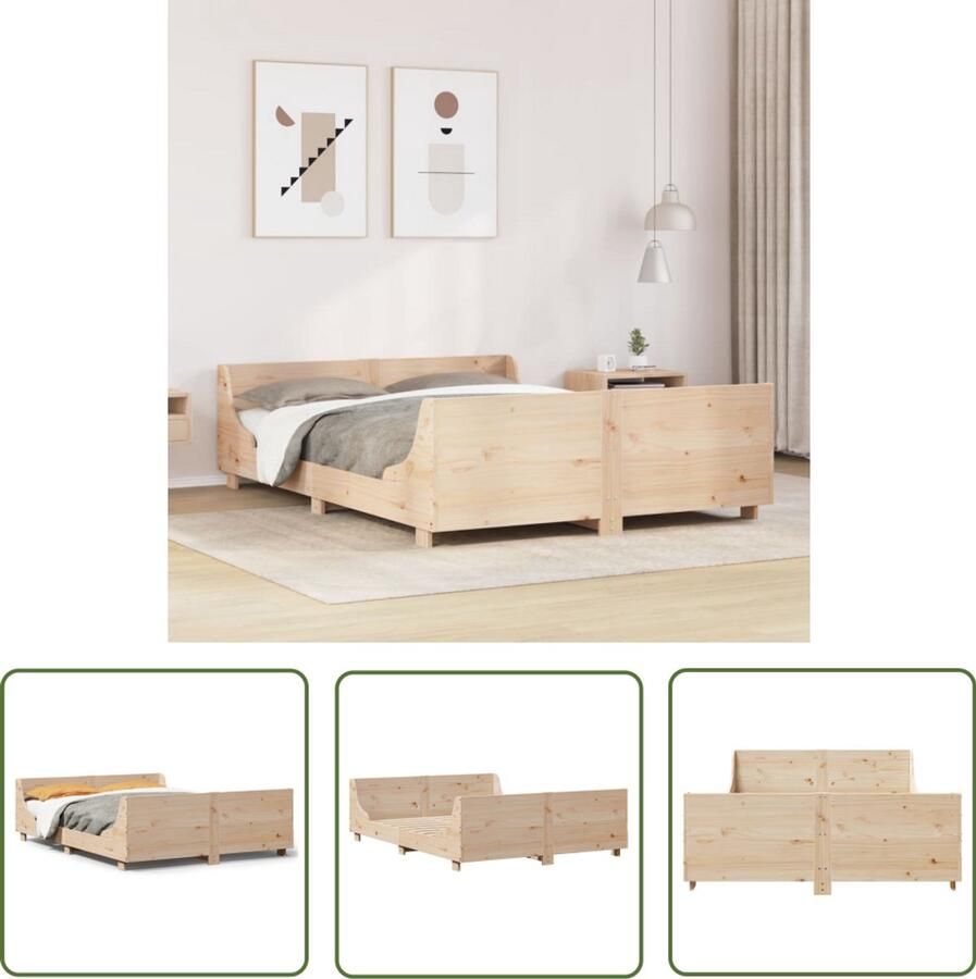 VidaXL Massief Hout Bed Frame Bedframe zonder matras massief grenenhout 150x200 cm Grenen Bedbank Slaapkamers