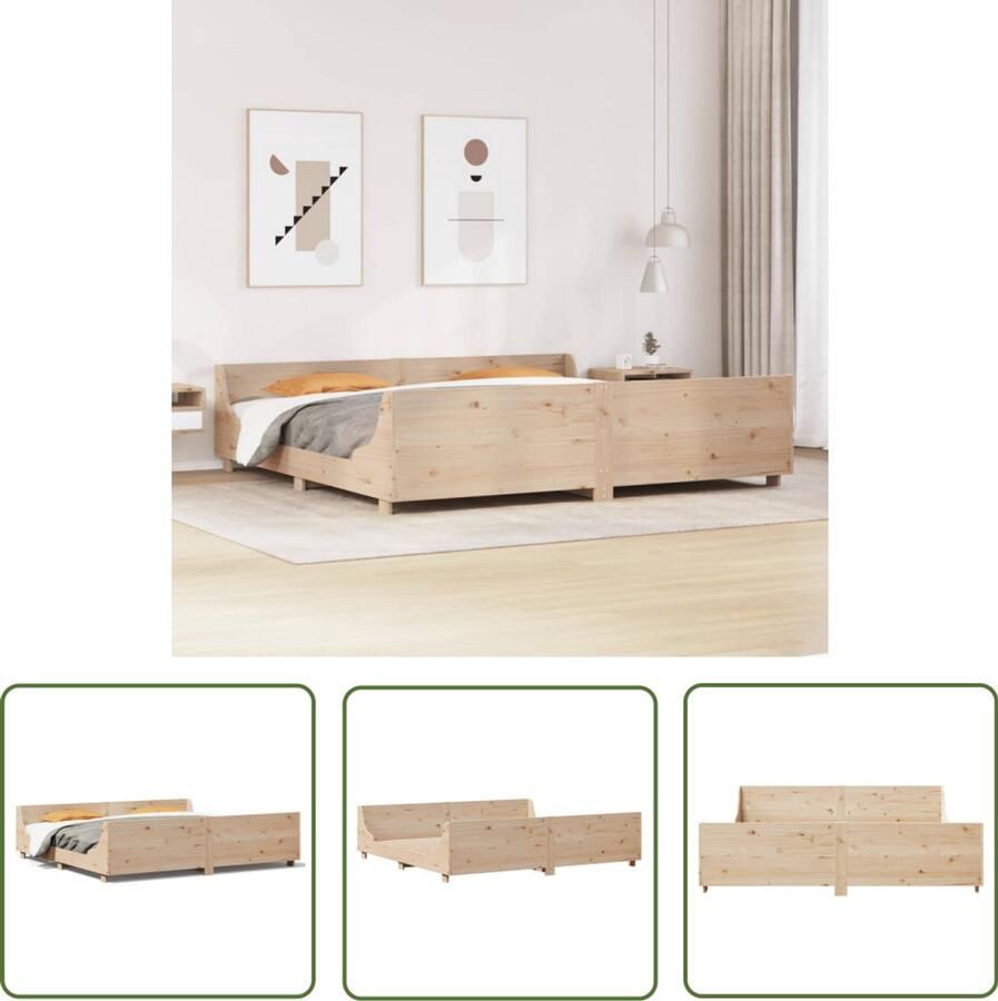VidaXL Massief Hout Bed Frame Bedframe zonder matras massief grenenhout 200x200 cm Grenen Boxspring Tweepersoonsbed