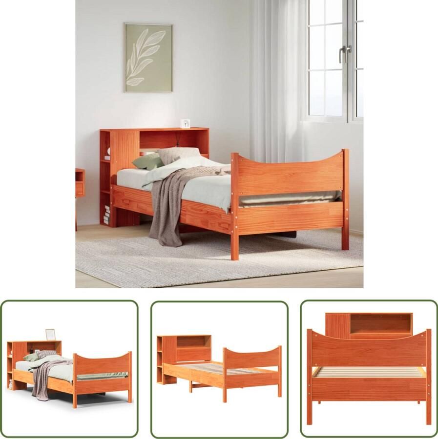 VidaXL Massief Hout Bed Frame Bedframe zonder matras massief grenenhout wasbruin 90x190 cm Grenenhout Bedbank Slaapkamer
