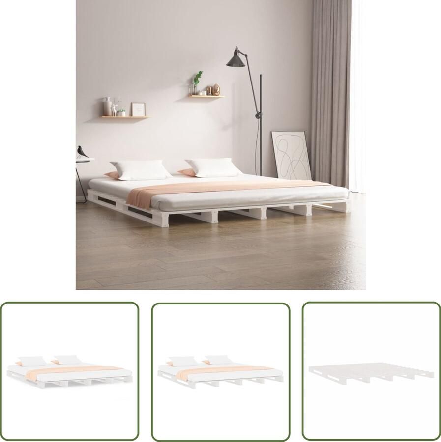 The Living Store Palletbed massief grenenhout wit 120x190 cm 4FT Small Double Palletbed Palletbedden Bed Slaapkamermeubel Bedframe Eenpersoonsbed Tweepersoonsbed Houten Bed Frame Bedbasis