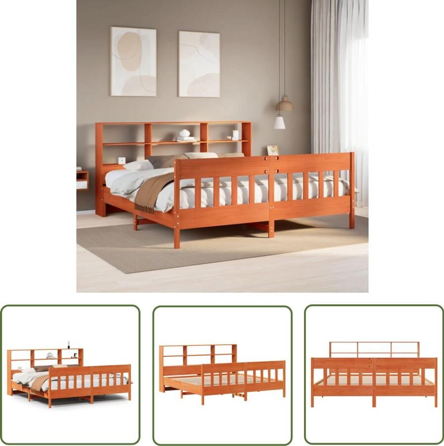 VidaXL Bedframe zonder matras massief grenenhout wasbruin 180x200 cm Bedframe Massief Hout Grenen Bed Slaapkamer