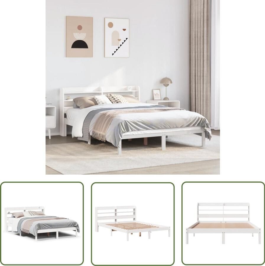 VidaXL Bedframe zonder matras massief grenenhout wit 120x200 cm Bedframe Massief Hout Grenen Bed Slaapkamer