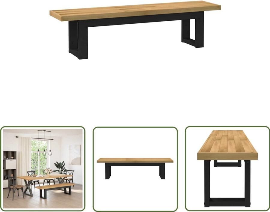 The Living Store Eetbank NOAIN U-vormige poten 180x40x45 cm massief hout Eetbank Massief Hout Keukenbank Salontafel Dining Table