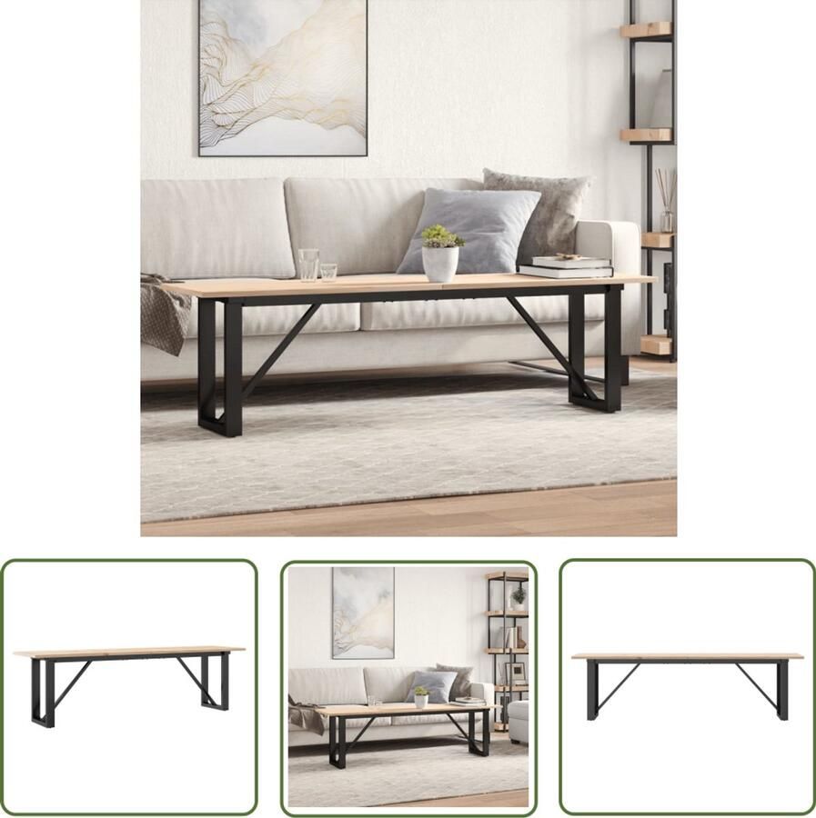 VidaXL Salontafel O-frame 160x40x45 cm massief grenenhout en staal Salontafel Massief Hout Grenenhouten Tafel Industrieel Design Salontafels