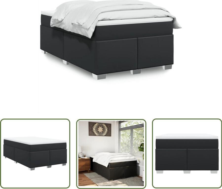VidaXL Boxspring met matras kunstleer zwart 120x190 cm Boxspring Matras Kunstleer Slaapcomfort Pocketvering