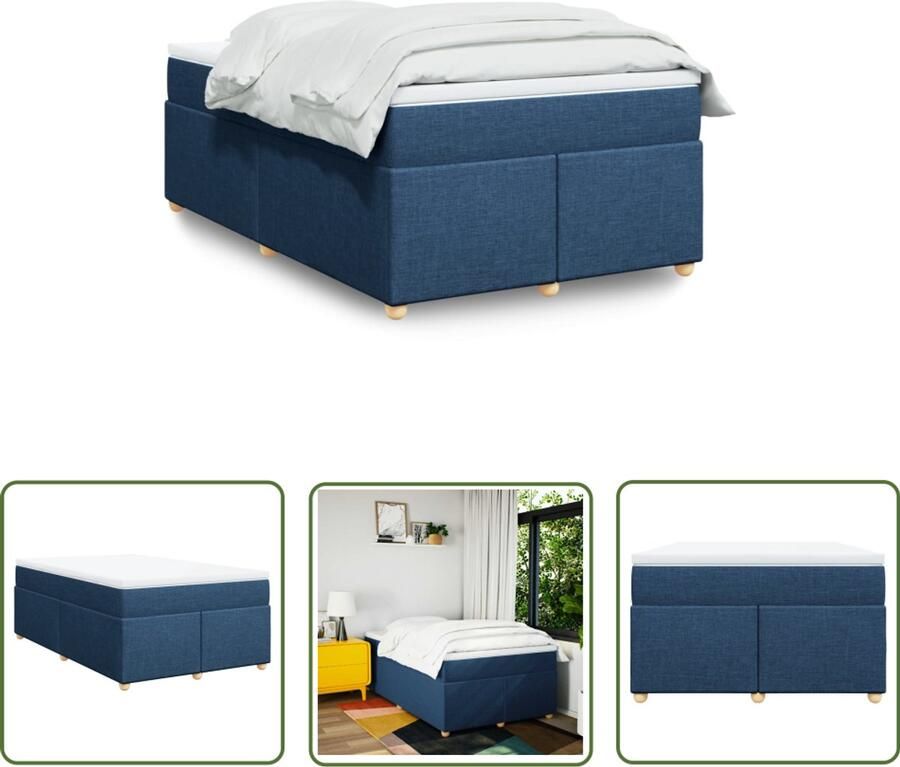 VidaXL Boxspring met matras stof blauw 120x200 cm Boxspring Matras Bed Frame Slaapkamer Comfortabel Slapen